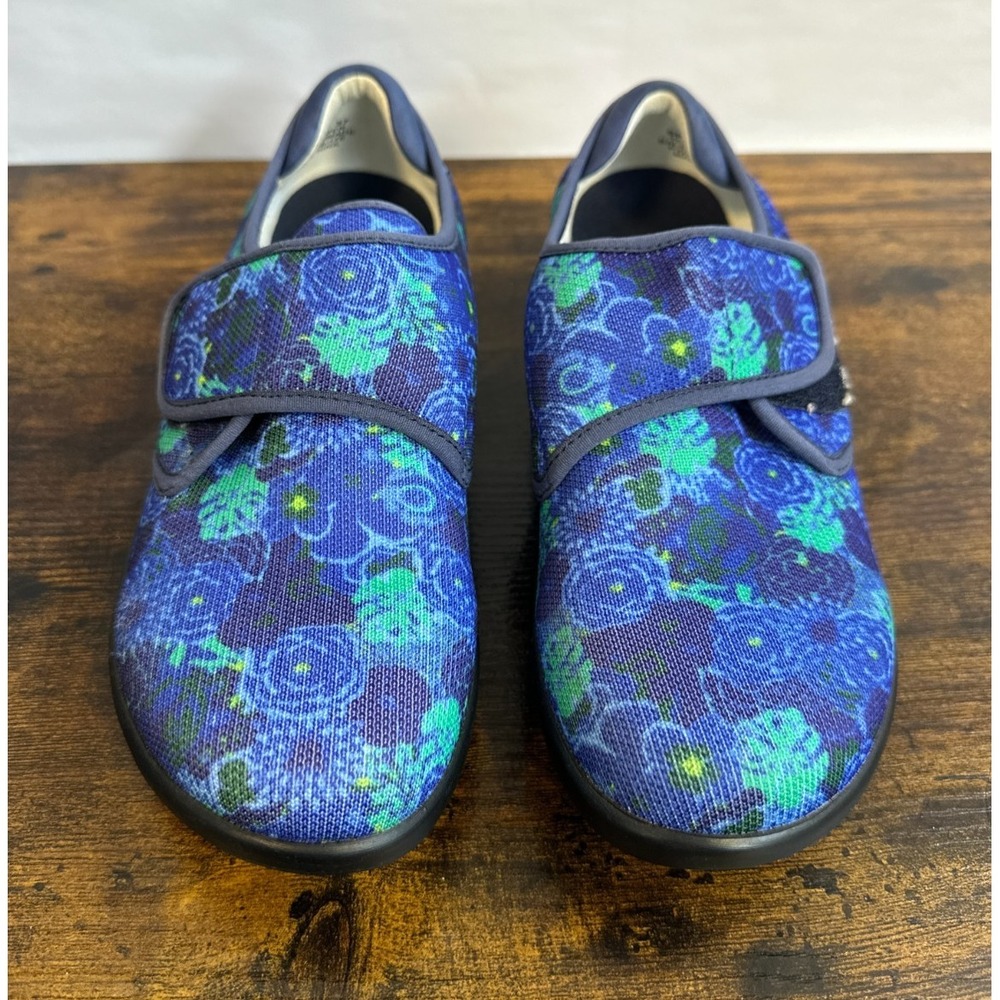 Alegria Spright Baby Bloomer Shoes Size 7 -7.5 37 Blue Knit Slip-On Comfort Flat - Picture 4 of 12